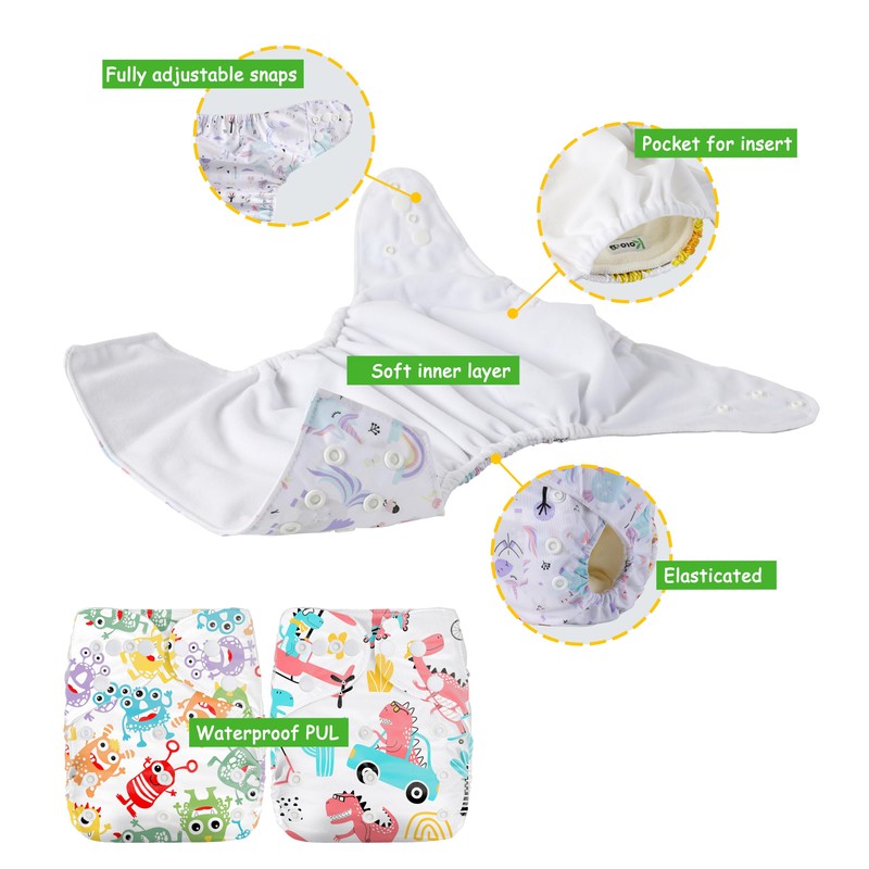 Kolo Reusable Nappies - Washable Cloth Nappy Set: 2 Washable