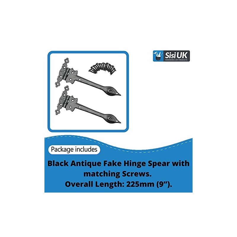 Black Antique Door Spear Door Hinge 9 Inch False Tee