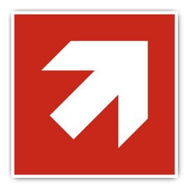 Directional Arrow (45 Degree) Fire Sign: Diagonal Up, Lower, Right, Left - DIN EN ISO 7010 / ASR A1.3 - Sticker: 20cm x 1