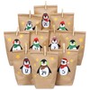 Papierdrachen DIY Adventskalender Kraftpapier Set - Pinguine zum Aufkleben -