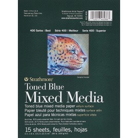 Strathmore 400 Series Mixed Media Pad Tone Blue 6"X8"-15 Sheets -62462406