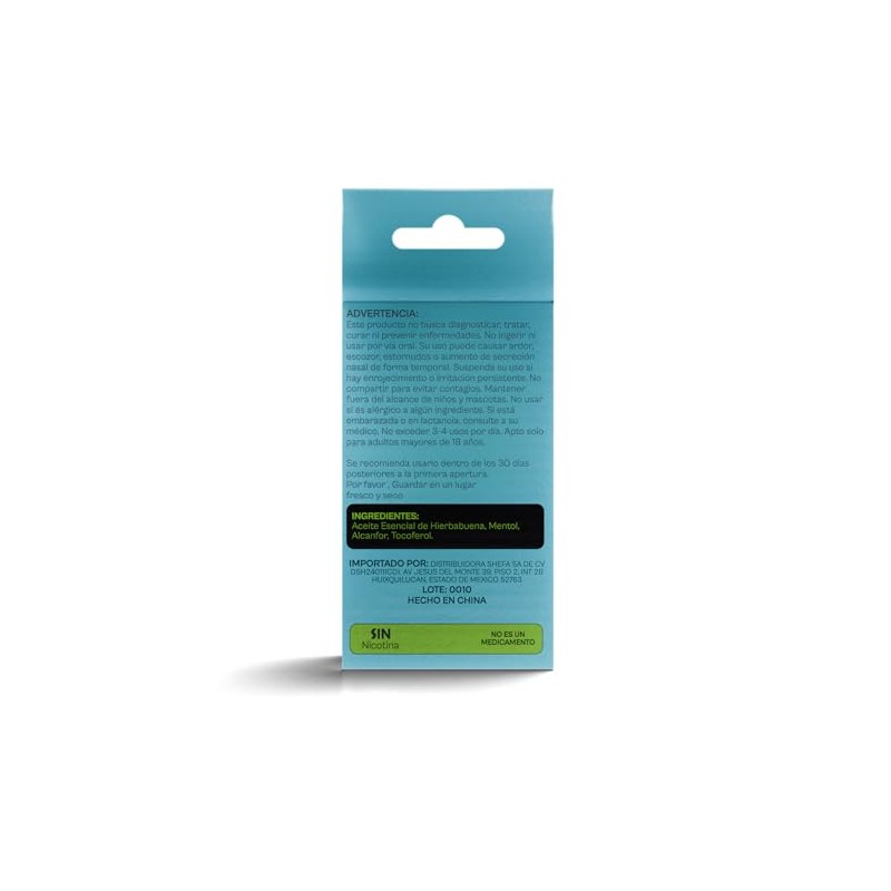 Inhalador Nasal Cool Mint Doble Portátil Aromaterapia Mano Aceites Naturales