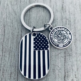 US Army Keychain, Military Gift, Army Charm Key Rings, American Flag Keychain, Army Gifts for Men and Women