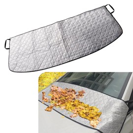 ZBGUN 1 PC Car Front Windshield Trough Cover, 66.9" x 17.7" Foldable Dust Frost Wiper Cover, Elastic Band + Suction-type Quick Installation Four-season Universal Vehicle Essential Parts (Silver)