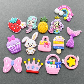 50pcs Pink Shoe Charms for Girls Women PVC Pink Shoe Decoration Charms Cute Shoe Charms Bag Charms Pink Charms for Teens Kids Birthday Party Gifts