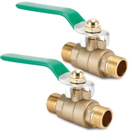 Pack of 2 Brass Ball Valves, 1/4 Inch Male Thread Ball Valve, 1/4 Inch Ball Valve with Lever Handle, DN8 Brass Stopcock, Lever Shut-off Valve for Water Pumps, Outdoor Water Taps, Water Connections