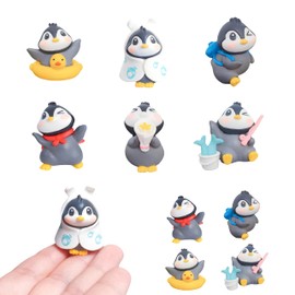 EVDERS 6Pcs Mini Penguin Resin Animals Figures, Mini Antarctica Animal Figures Set, Cute Miniature Resin Penguin Figurines Bulk Toys for Desk Decorations, Micro-Landscape Garden, Game Dollhouse Decor