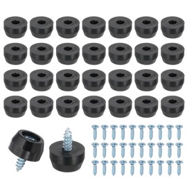 PATIKIL 28 Set Rubber Feet, 11x9x6mm Cutting Board Feet Non Slip Bumpers 3mm Screw on Rubber Feet Round Black Pads for Electronics Furniture Cutting Board Chairs Cabinet Sofa Speaker