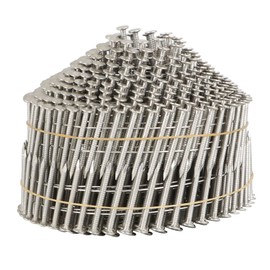findmall 3600 Count 1-1/4-Inch x .090-Inch Ring Shank 304 Stainless Steel Siding Nails 15-Degree Collated Wire Coil Roofing Nails
