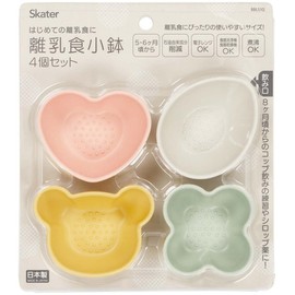 Skater BBLS1Q-A Polypropylene Baby Food Small Bowl, Set of 4, Dull Colors, Made in Japan