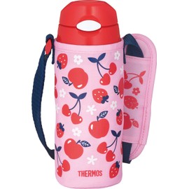 Thermos FHL-402F PK-R Water Bottle, Vacuum Insulated Bottle with a Straw, 13.5 fl oz (400 ml), Pink and Red, For Cold Drinks Only.