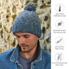 Pachamama Men Wool Beanie Bobble Hat Fleece Lined Handknitted Two