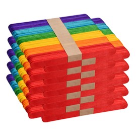 Pack of 500 Colourful Wooden Sticks for Crafts, Wooden Ice Sticks, Craft Woods for Children Crafts