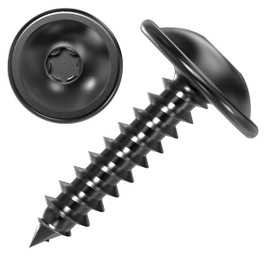 AUPROTEC Tapping Screws 4.8 x 13 mm Flat Head with Washer Torx Black Galvanised DIN 7049-4.8 x 13 mm, Pack of 100