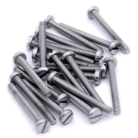 Merriway BH06916 (20 Pcs) Slotted Pan Head Machine Screws with Nuts, M4 x 30mm (5/32 inch x 1.1/4 inch) Stainless Steel 316 A4 Marine Grade - Pack of 20 Pieces