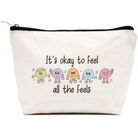 Funny Inspirational Quotes Gifts-Affirmations Present-Educational,Mental Health,Positive Motivational Encouragement Present,Christmas Gift-Makeup Bag Cosmetic Bag Travel Pouch-It's Ok to Feel