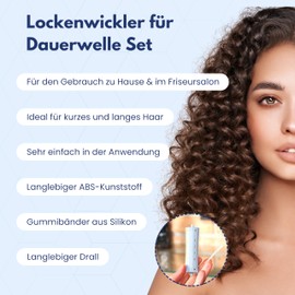 PONIK'S PROFESSIONAL - Perm Rollers, Curlers for Perm Set, Hair Rollers 6 Pieces, Curlers Perm 34 mm, Small Cold Curler with Round Rubber Tabs - Purple