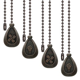 SUR-CIEL 4PCS Ceiling Fan Pull Chain, Fan Pull Chain Extension, Chain Pulls for Ceiling fans and Lights, Light Pull Chain Extension with 12 inch 3mm Diameter Beaded Ball Chain, Bronze
