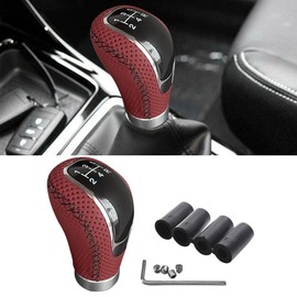 LAINLOY 5 Speed Shift Knob, Manual Gear Shifter Knob, Leather Automotive Gear Stick Shifting Handle, Car Manual Driving Transmissions Fit Most Cars (Black and Red)