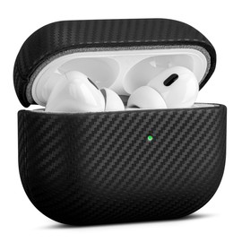 Haobobro [Carbon Fiber Texture] Leather Case for AirPods Pro 2nd Generation - Handmade AirPods Pro 2 Leather Case - Shockproof AirPods Pro 2 Leather Case - AirPods Pro 2 Protective Leather Case -