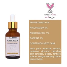 Suero cido Tranexmico 5 Saliderm Antimanchas Vegano Hipoalergnico 30mL                                                                                