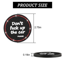 2 Pack Bling Car Coasters for Cup Holder, Crystal Rhinestone 2.75 in Cup Holder Coaster, Silicone Anti-Slip Insert Cup Mats for Women, Interior Accessories Universal for Most Cars (Black/Red)