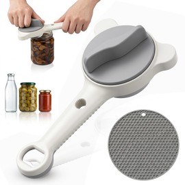 Jar Opener for Weak Hands, Seniors & Arthritis, Adjustable 4-in-1 Bottle & Can Opener with Non-slip Pad, Fits 1″-3.5″Jars,Bottles & Cans