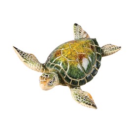 GALLERIE II 4" Small Sea Turtle Resin Decorative Tabletop Beach Animal Ornament Figurine Sculpture Sea Creature Beach Nautical Coastal Desk Office End Table Bedroom Bookshelf Decor Decoration Multi