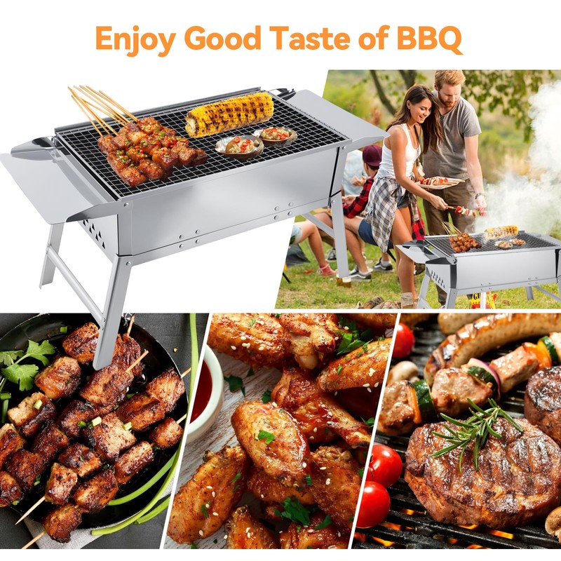 FIRINER Foldable Portable Charcoal Grill, Small Compact Outdoor BBQ Grill