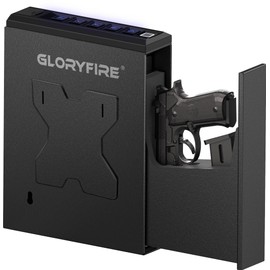 GLORYFIRE GLORYFIRE Gun Safe Biometric Pistol Safe, Mounted Nightstand Quick Access Handgun Safe and Gun Lock Box for Car, Truck, Desk, Bedside, Wall with Security Fingerprint, Key Access, PIN Code