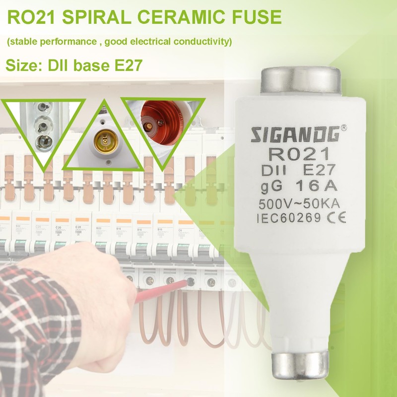 SIGANDG 16A DII E27 R021 Spiral Ceramic Fuses gG Diazed