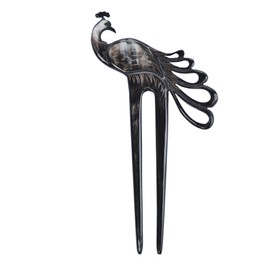 Marycrafts Black Peacock Buffalo Horn Hair Fork Hair Pin Hair sticks Accessories Handmade