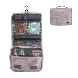 Periea 'Amelia' Travel Wash Bag, Travel Hanging Toiletry, Wash Bag, Bathroom Gym Toiletries for Men, Makeup Cosmetic Organiser for Women - Peach Fern