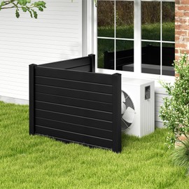 Giantex Air Conditioner Fence 2 Panels - 48''W x 36''H Outdoor Privacy Screen Trash Can Enclosure with 3 Stakes, PVC Vinyl Freestanding Picket Fences for Garden Patio Lawn AC Unit Pool Pump, Black