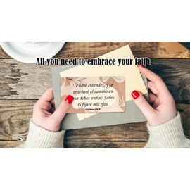 1step2dream Inspirational Spanish Christian Gifts: 100 Unique Boho Theme Prayer Cards with Bible Verses, Mini Scripture Cards for Motivation