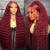 18 Inch 99J Lace Front Human Hair 18x39 Deep Wavy
