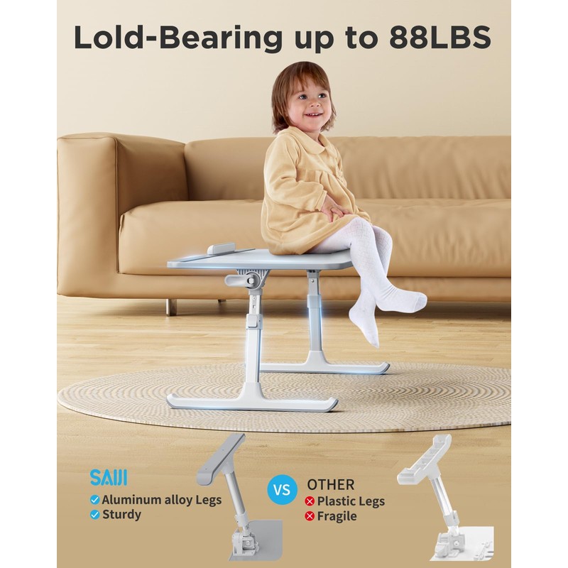 SAIJI Leather Lap Desk Laptop Bed Tray Table, Adjustable Laptop