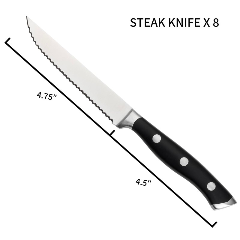 Alata 8-Piece Steak Knives Set, 4.7 Inch with Serrated Edge
