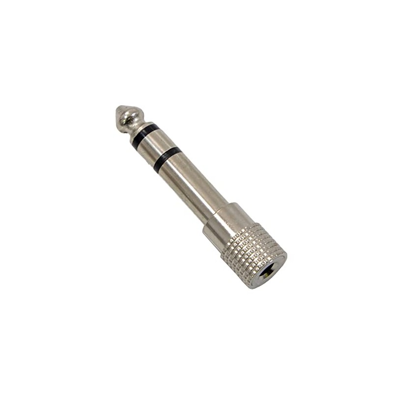 Converts stereo mini plugs (3.5mm) to stereo standard plugs
