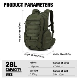 Mardingtop 28L Tactical Backpacks Practical Military Rucksack with Molle System Army Backpack for Hiking,Traveling,Mountaining