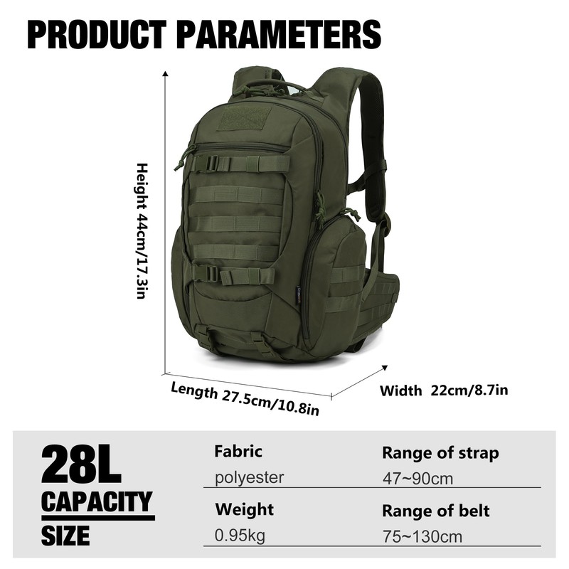 Mardingtop 28L Tactical Backpacks Practical Military Rucksack with Molle System