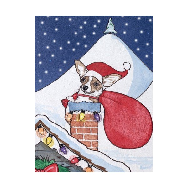 Pipsqueak Productions C909 Chihuahua Rooftop Christmas Boxed Cards - Pack of 10