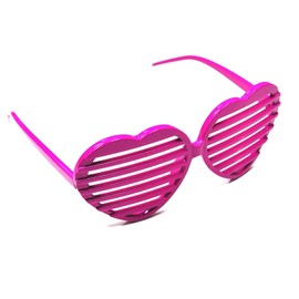 We Show Pride Pink Hearts Shutter Shades Fun Novelty Plastic Party Retro Fancy Dress Costume Prop Rave Club Eyewear Disco Adults 80's Sunglasses