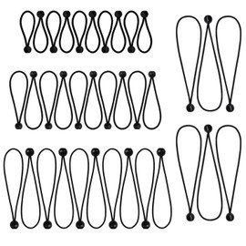 Joneaz Ball Bungee Cords with Balls, 4 Inch 6 Inch 9 Inch and 12 Inch Mix Package, Black Tie Down Cord, Real Rubber UV Resistant, 36 Piece