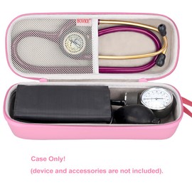 BOVKE Travel Carrying Case Compatible With 3M Littmann Classic III, Lightweight II S.E, MDF Acoustica Deluxe Stethoscope, Extra Room for Medical Scissors EMT Trauma Shears and LED Penlight, Pearl Pink