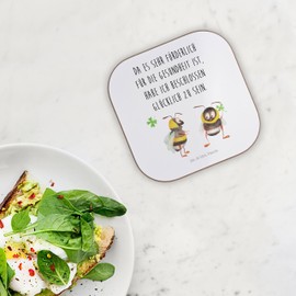 Mr. & Mrs. Panda Drinks Coaster Bumble Bee Clover Leaf Gift Coaster Wood Animal Motifs Happy Being Funny Sayings Beautiful Saying