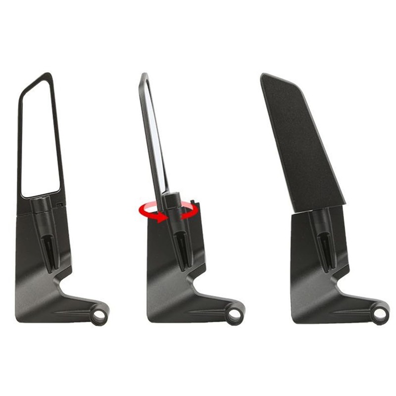 Ieron 2Pcs Modified Motorcycle Wing Rearview Mirrors, Adjustable Rotating Side