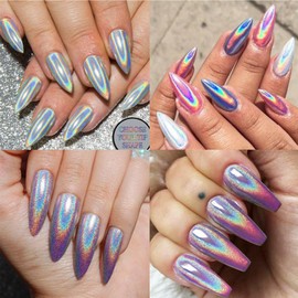 BORN PRETTY Holographic Nail Powder Mirror Metallic Powder Pigment Gold Silver Red Purple Blue Green 24Colors Manicure Nail Art Decoration Sets