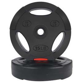 Fitvids Vinyl Standard 1-Inch Plate Weight Plate for Strength Training and Weightlifting, 15-Pound, Pair