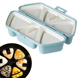 MYLEUS Triangle Sushi Mold - 6 in 1 Onigiri Mold for Making and Storing Sushi, Non-Stick Rice Ball Mold for Seaweed Cilantro Rice Balls(Blue)